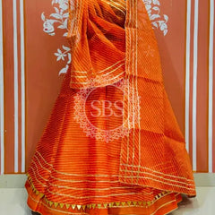 KOTA DORIYA MOTHRA LEHENGA Orange / Free Size