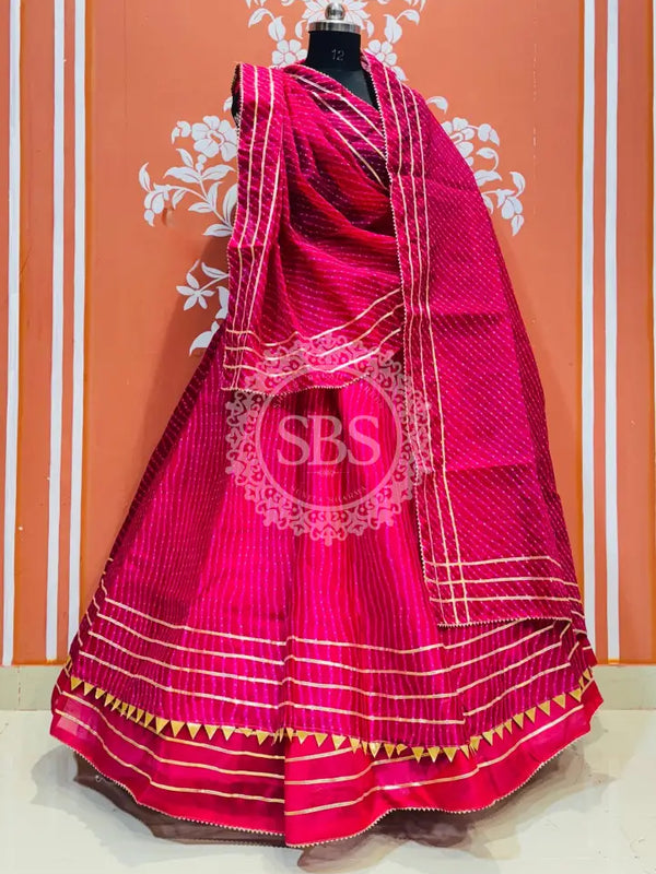 KOTA DORIYA MOTHRA LEHENGA Pink / Free Size