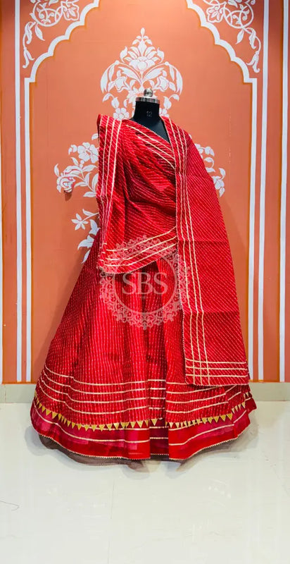 KOTA DORIYA MOTHRA LEHENGA Red / Free Size