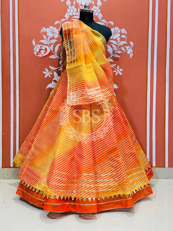 KOTA DORIYA SHADED LEHENGA Orange / Free Size
