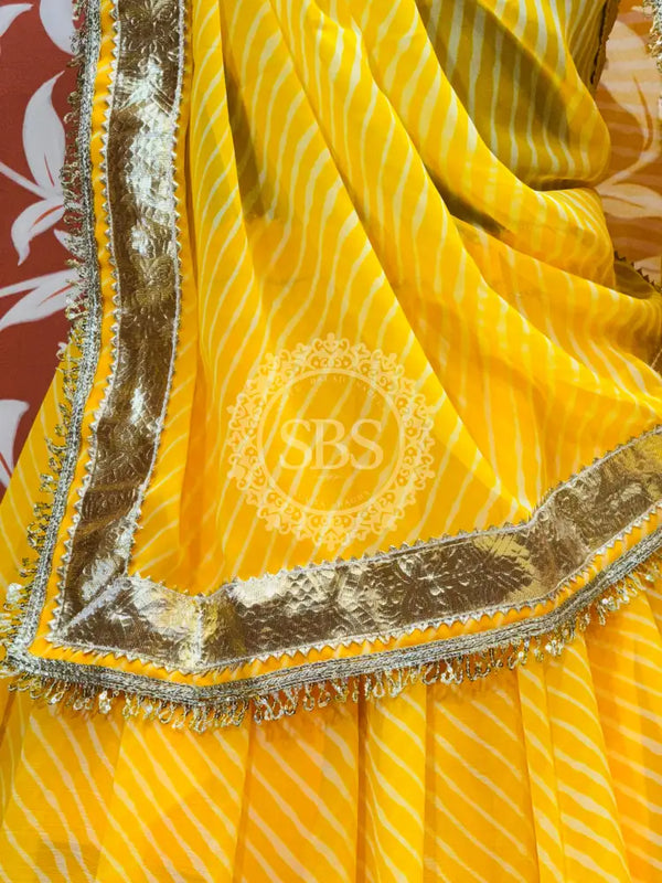 LEHERIYA GOLDEN SILVER WORK BIG FLARED LEHENGA