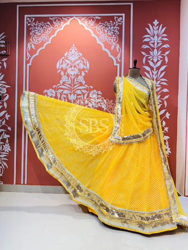 LEHERIYA GOLDEN SILVER WORK BIG FLARED LEHENGA