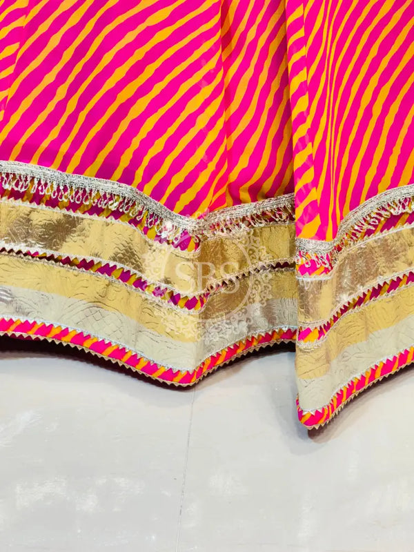 LEHERIYA GOLDEN SILVER WORK BIG FLARED LEHENGA