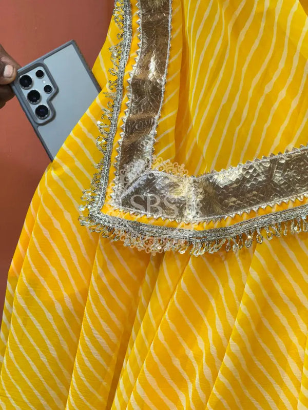 LEHERIYA GOLDEN SILVER WORK BIG FLARED LEHENGA