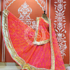 LEHERIYA GOLDEN SILVER WORK BIG FLARED LEHENGA