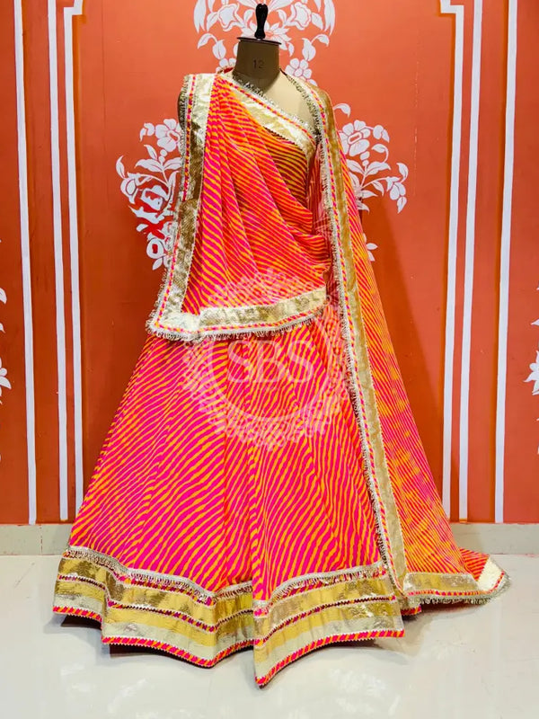 LEHERIYA GOLDEN SILVER WORK BIG FLARED LEHENGA