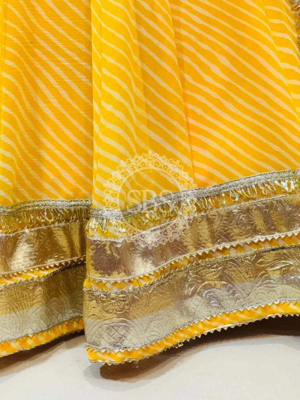 LEHERIYA GOLDEN SILVER WORK BIG FLARED LEHENGA