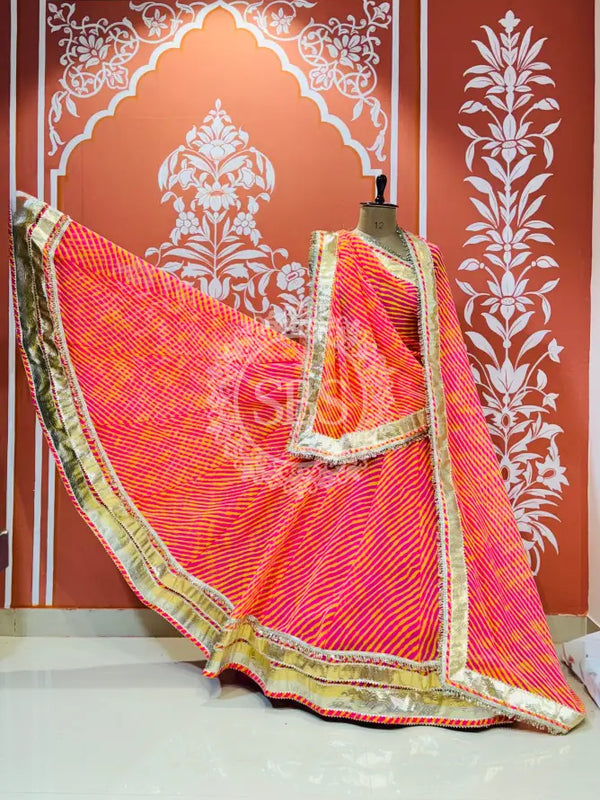 LEHERIYA GOLDEN SILVER WORK BIG FLARED LEHENGA