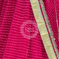 LEHERIYA GOLDEN SILVER WORK BIG FLARED LEHENGA Pink / Free Size