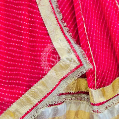 LEHERIYA GOLDEN SILVER WORK BIG FLARED LEHENGA Pink / Free Size