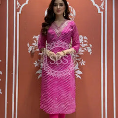 Leheriya Handwork Kurti 38 (L) / Rani