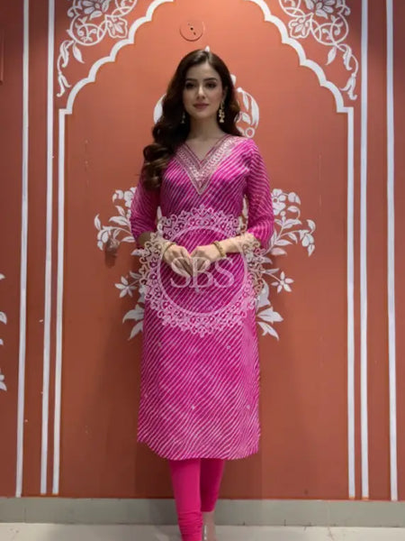 Leheriya Handwork Kurti 38 (L) / Rani