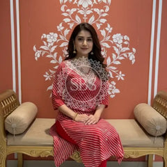 Leheriya Handwork Kurti 42 (XXL) / Red