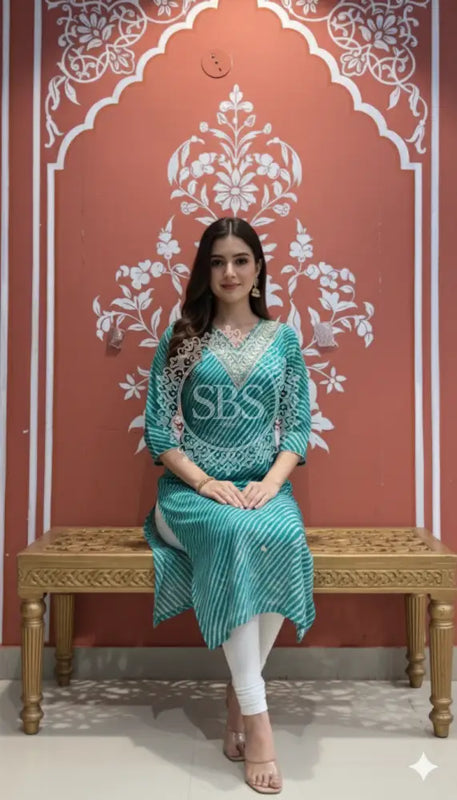 Leheriya Handwork Kurti