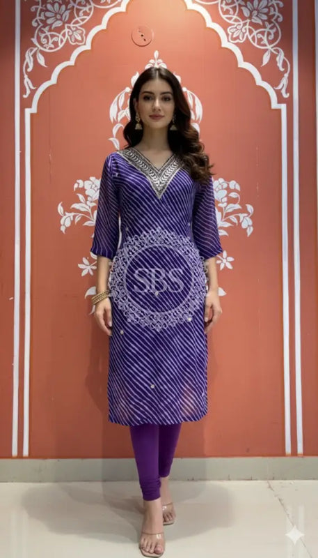 Leheriya Handwork Kurti