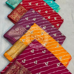 LEHERIYA MOONGA SILK SAREE