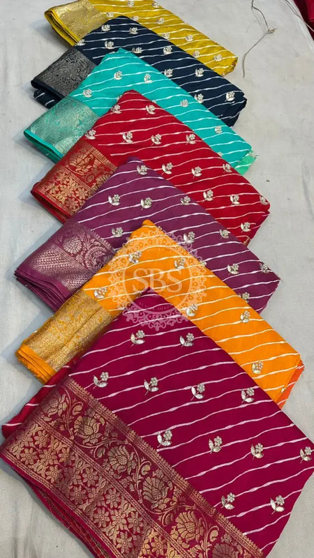 LEHERIYA MOONGA SILK SAREE