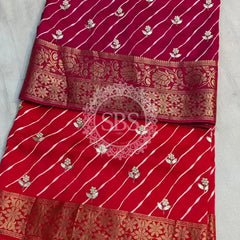 LEHERIYA MOONGA SILK SAREE