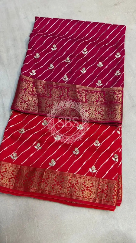 LEHERIYA MOONGA SILK SAREE