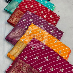LEHERIYA MOONGA SILK SAREE