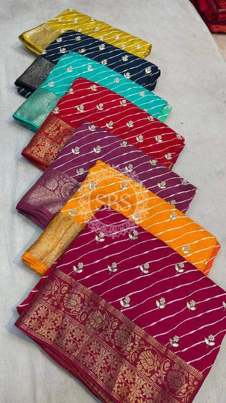 LEHERIYA MOONGA SILK SAREE