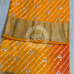 LEHERIYA MOONGA SILK SAREE Orange / Free Size