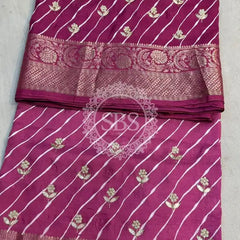 LEHERIYA MOONGA SILK SAREE Rani / Free Size