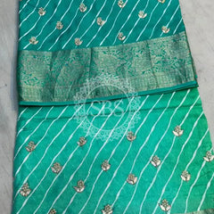 LEHERIYA MOONGA SILK SAREE Sky Blue / Free Size