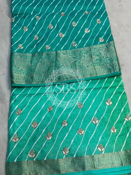 LEHERIYA MOONGA SILK SAREE Sky Blue / Free Size