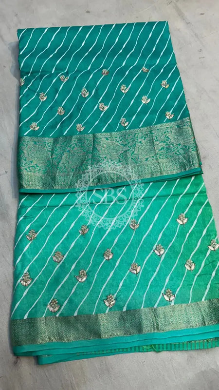 LEHERIYA MOONGA SILK SAREE Sky Blue / Free Size