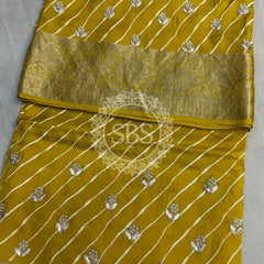 LEHERIYA MOONGA SILK SAREE Yellow / Free Size