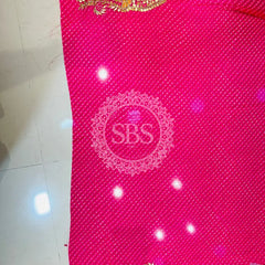 LEHERIYA MOTHRA GOTA PATTI HANDWORK SAREE Pink / Free Size