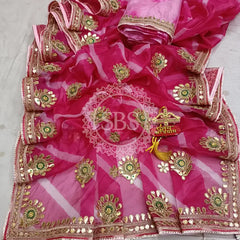 LEHERIYA ORGANZA HANDWORK GOTA PATTI SAREE