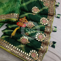 LEHERIYA ORGANZA HANDWORK GOTA PATTI SAREE