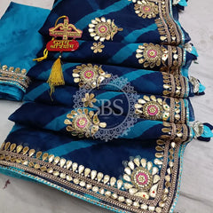 LEHERIYA ORGANZA HANDWORK GOTA PATTI SAREE