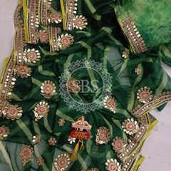 LEHERIYA ORGANZA HANDWORK GOTA PATTI SAREE