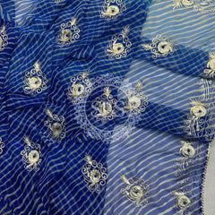LEHERIYA VINTAGE BOOTE SAREE Blue / Free Size