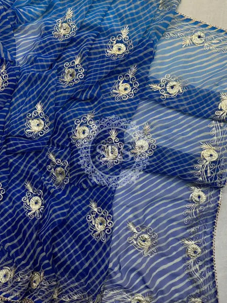 LEHERIYA VINTAGE BOOTE SAREE Blue / Free Size