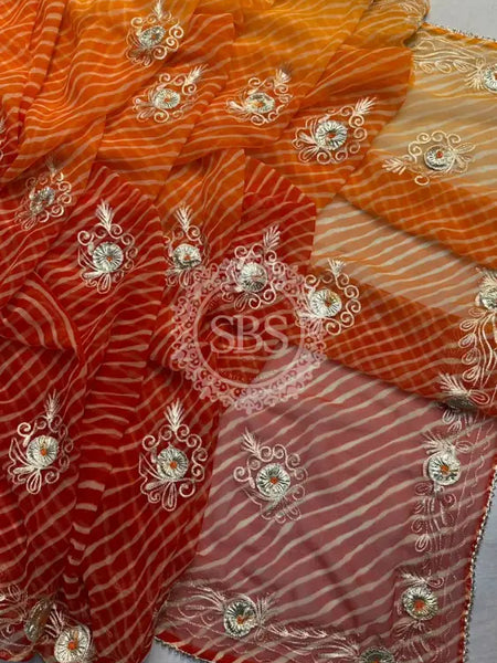 LEHERIYA VINTAGE BOOTE SAREE Orange / Free Size