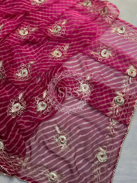 LEHERIYA VINTAGE BOOTE SAREE Pink / Free Size