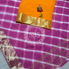 LEHERIYA ZARI WORK SAREE Purple / Free Size