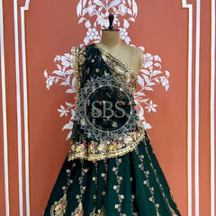 MEENAWATI MARWARI RAJASTHANI LEHENGA Bottle Green