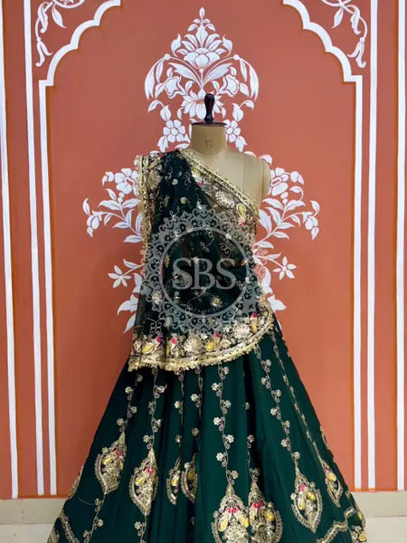 MEENAWATI MARWARI RAJASTHANI LEHENGA Bottle Green