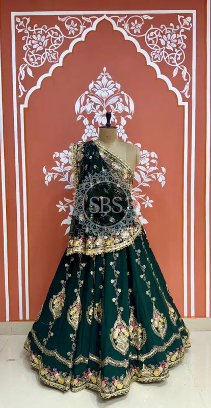 MEENAWATI MARWARI RAJASTHANI LEHENGA Bottle Green