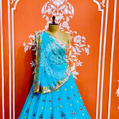MEENAWATI MARWARI RAJASTHANI LEHENGA Sky Blue