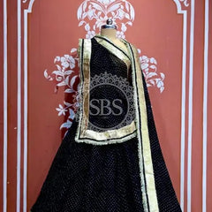 MIDNIGHT BLACK MOTHRA GOTA FULL FLARED LEHENGA