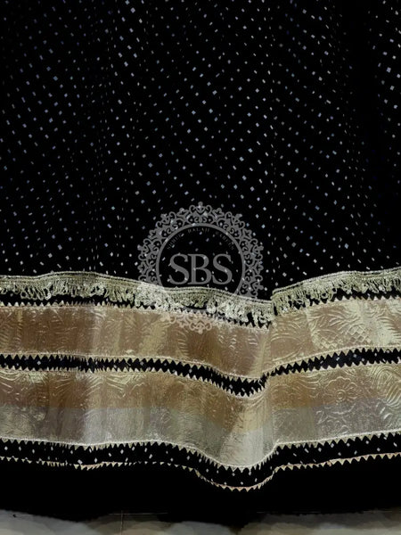 MIDNIGHT BLACK MOTHRA GOTA FULL FLARED LEHENGA