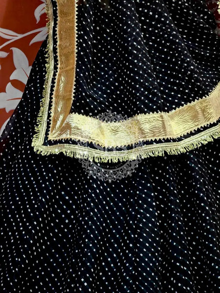 MIDNIGHT BLACK MOTHRA GOTA FULL FLARED LEHENGA