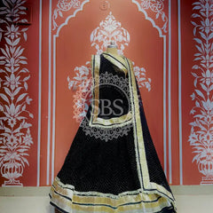MIDNIGHT BLACK MOTHRA GOTA FULL FLARED LEHENGA