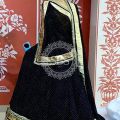 MIDNIGHT BLACK MOTHRA GOTA FULL FLARED LEHENGA